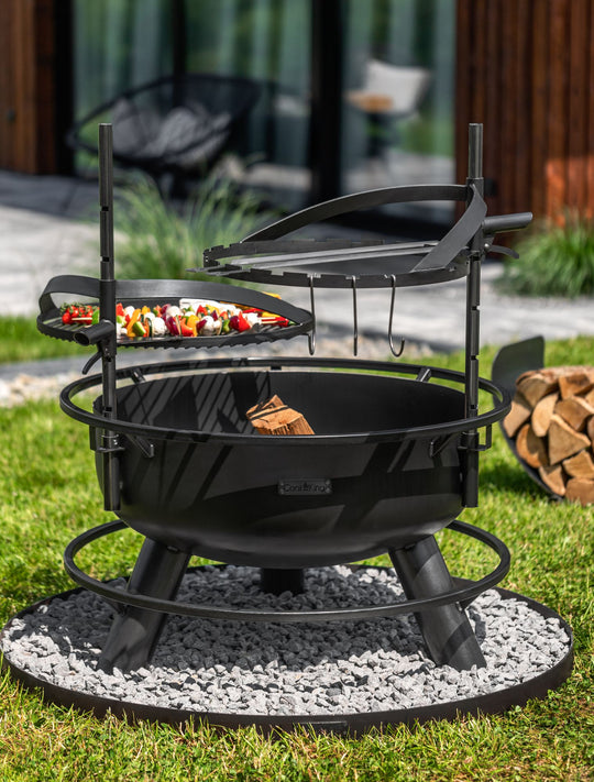 Multifunktionale Feuerschale „BANDITO“ – mit drehbarem Grillrost