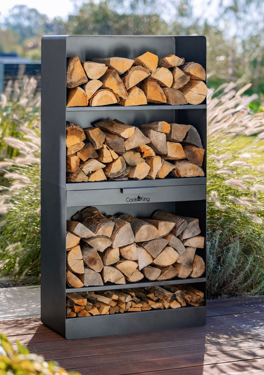 Kaminholzregal  „TOSCANA“ – Handgefertigt aus Naturstahl (120 × 40 × 30 cm)