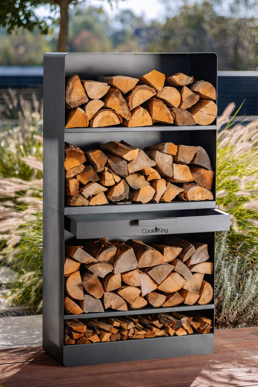 Kaminholzregal  „TOSCANA“ – Handgefertigt aus Naturstahl (120 × 40 × 30 cm)