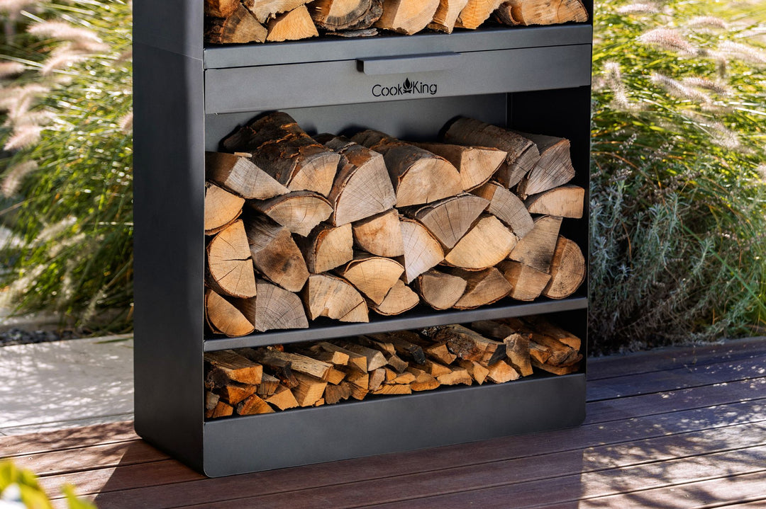 Kaminholzregal  „TOSCANA“ – Handgefertigt aus Naturstahl (120 × 40 × 30 cm)