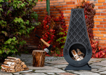 Gartenkamin aus Naturstahl – 108 cm , Handgefertigt , Gartenkamin NRW