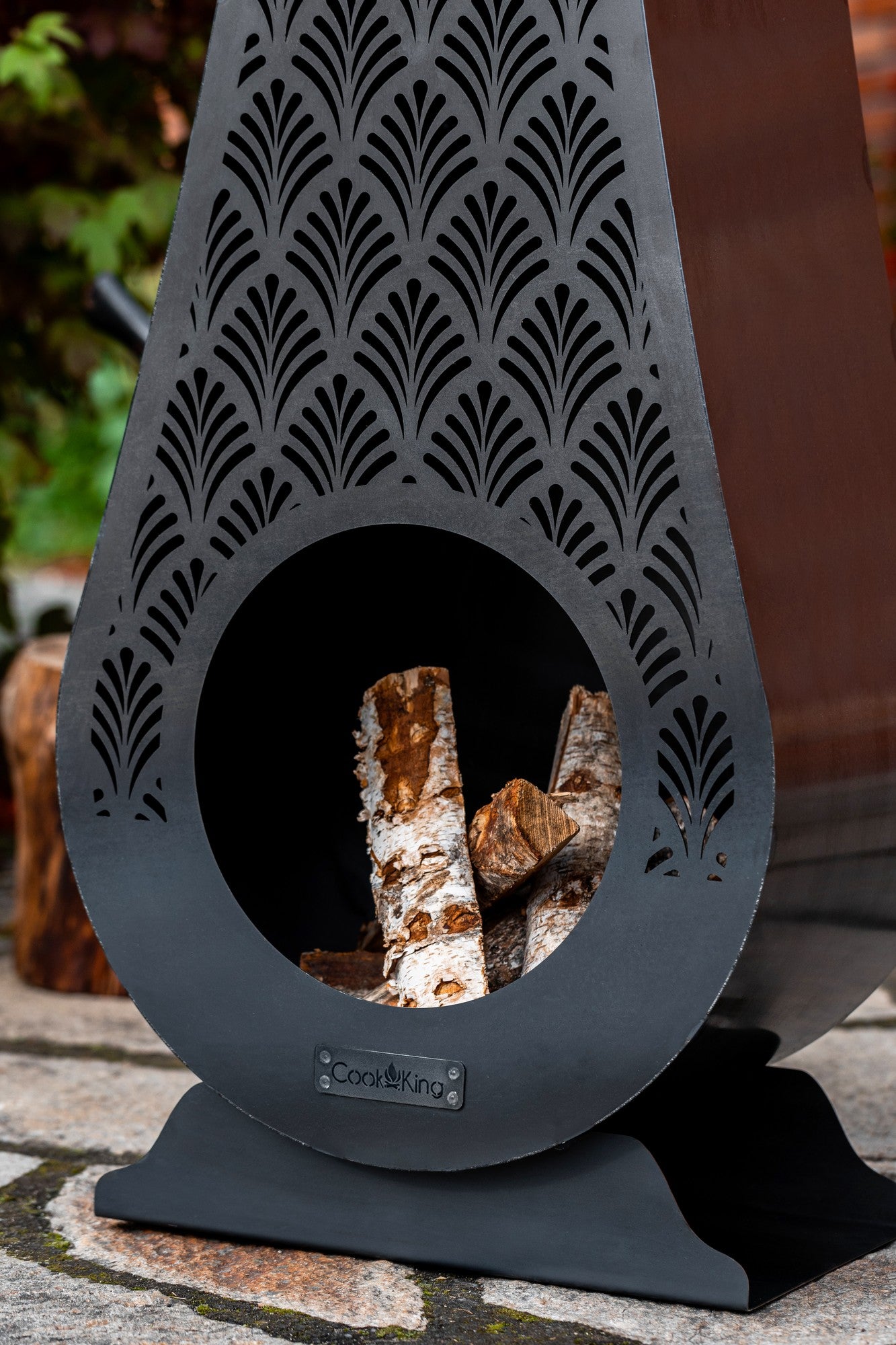 Gartenkamin aus Naturstahl – 108 cm , Handgefertigt , Gartenkamin NRW