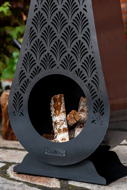Gartenkamin aus Naturstahl – 108 cm , Handgefertigt , Gartenkamin NRW